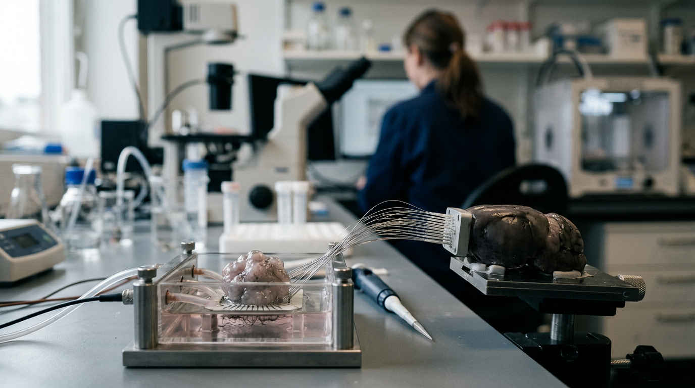 Nervceller från skrivaren pratar med hjärnan